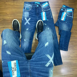 CALÇA JOGADOR BROW JEANS AZUL  ESCURO CLARO X DESTROYED