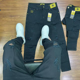 CALÇA JOGADOR BROW JEANS PRETA DESTROYED