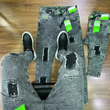 CALÇA JOGADOR BROW JEANS CINZA TINTA DESTROYED