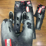 CALÇA JOGADOR BROW JEANS CLARO ESCURO DESTROYED