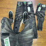 CALÇA JOGADOR BROW JEANS CINZA CLARO ESCURO DESTROYED