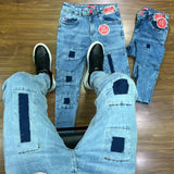 CALÇA JOGADOR BROW JEANS AZUL CLARO ESCURO DESTROYED