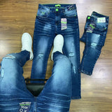 CALÇA JOGADOR BROW JEANS AZUL  ESCURO CLARO DESTROYED