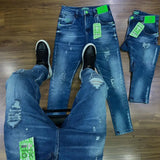 CALÇA JOGADOR BROW JEANS AZUL DESTROYED TINTA