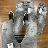 CALÇA JOGADOR BROW JEANS CINZA ESTONADO DESTROYED