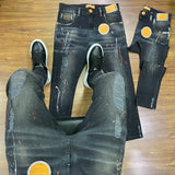 CALÇA JOGADOR BROW JEANS PRETA TINTA DESTROYED